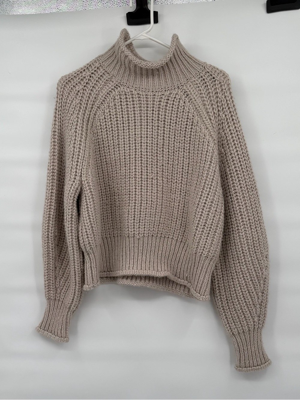 H&M chunk knit mock neck neutral minimalist sweater